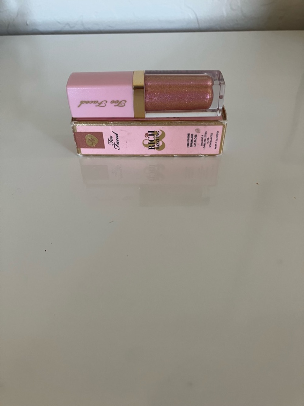 Too Faced Rose Pink Shimmer Lip Gloss